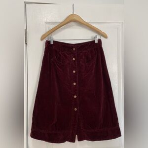 Holding Horses Burgundy Corduroy Skirt